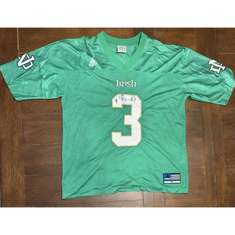 Vintage Notre Dame Fighting Irish Men’s Size M Green Adidas Football Jersey #3